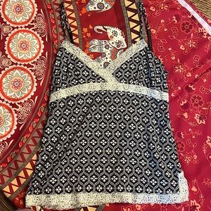 Banana Republic Tank Top Lace Trim Brown Small